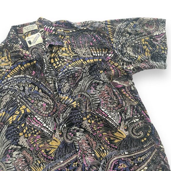 Vintage Other - Vtg Goouch Mens Short Sleeve Shirt Medium Butterfly Paisley Print Button Up 80s